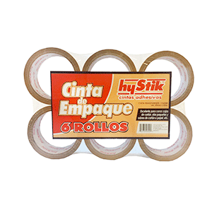 CINTA EMPAQUE HYSTIK 48x45 CANELA PAQUETE DE 6