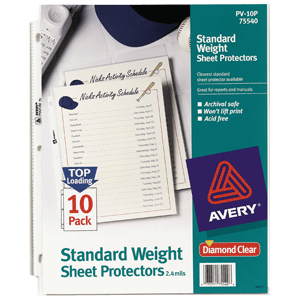 PROTECTORES DE HOJA TRANSPARENTE 10 PZ