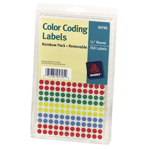 ETIQUETA REDONDA VARIOS COLORES 0.6 CM PAQ 768