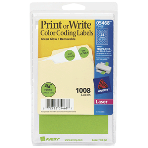 ETIQUETAS DE CÓDIGOS DE COLOR VERDE NEÓN 1008 PZ