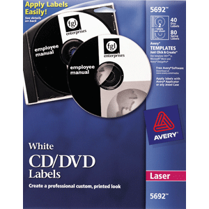 ETIQUETAS PARA CD BLANCAS LASER PAQ 40
