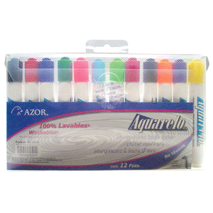 Marcadores marca Aquarelo con tinta de alta cobertura y colores vibrantes. Versátiles para escuela, oficina, arte y manualidades.