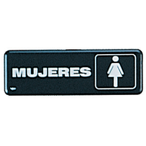 LETRERO BAÑOS MUJERES 23X7.5 CM