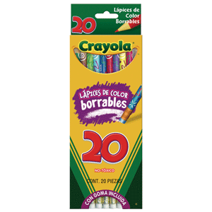 LAPICES DE COLOR CRAYOLA BORRABLES 20U LAPICES DE COLOR CRAYOLA BORRABLES 20U