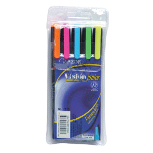 Marcatextos marca Vision con tinta fluorescente para resaltar información clave en libros, apuntes y documentos. Trazo uniforme que no traspasa el papel.