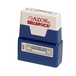 Sello / almohadilla marca Azor para uso de oficina. Marcado limpio y nitido sobre papel, ideal para validar documentos y procesos administrativos.