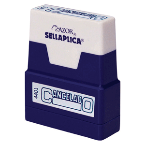 Sello / almohadilla marca Azor para uso de oficina. Marcado limpio y nítido sobre papel, ideal para validar documentos y procesos administrativos.
