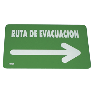 LETRERO RUTA EVACUACION FLECHA DERECHA SABLON