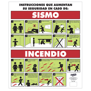 LETRERO QUE HACER EN CASO DE SISMO E INCENDIO.