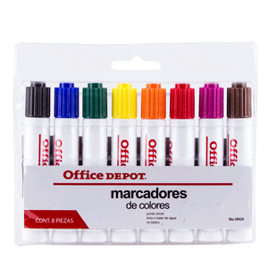 Marcadores marca Office Depot con tinta de alta cobertura y colores vibrantes. Versátiles para escuela, oficina, arte y manualidades.