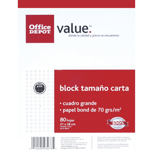 BLOCK TAMANO CARTA 80 HJS C/GRANDE OFFICE DEPOT