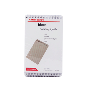 BLOCK TAQUITGRAFIA CORTO 80 HJS PAQ/4 OFFICE DEPOT VALUE