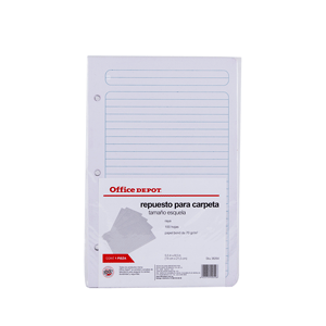 REPUESTO DE HOJAS TAMAÑO ESQUELA OFFICE DEPOT VALUE 100 HJS RAYA
