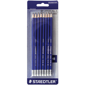 Lapices de grafito marca Staedtler para escritura y dibujo. Mina resistente con trazo uniforme y oscuro, facil de borrar. Acabado clasico para uso escolar y de oficina.