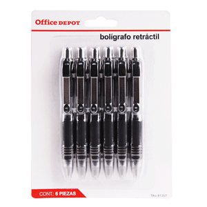 Boligrafo retractil marca Office Depot con mecanismo de clic para uso rapido. Escritura suave y duradera, perfecto para escuela, oficina y uso diario.