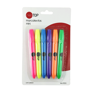 MARCATEXTOS MINI PUNTA CINCEL COLORES SURTIDOS 6U MARCATEXTOS MINI PUNTA CINCEL COLORES SURTIDOS 6U