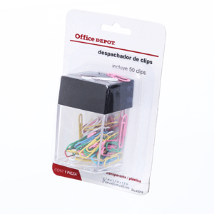 DESPACHADOR DE CLIPS CON OFFICE DEPOT 50 CLIPS DE COLORES