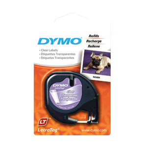 CINTA DYMO LETRATAG 16952 PLASTICO TRANSPARENTE LETRA NEGRA