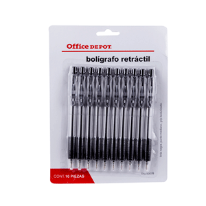 Bolígrafo retráctil marca Office Depot con mecanismo de clic para uso rápido. Escritura suave y duradera, perfecto para escuela, oficina y uso diario.