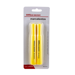 Marcatextos marca Office Depot con tinta fluorescente para resaltar información clave en libros, apuntes y documentos. Punta de cincel y trazo uniforme.