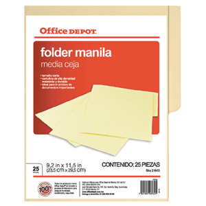 FOLDER OFFICE DEPOT TAMANO CARTA 25 PIEZAS