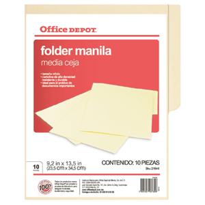 FOLDER OFFICE DEPOT MANILA MEDIA CEJA 10 PIEZAS