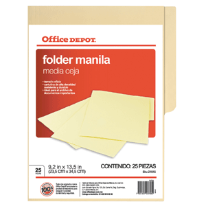 FOLDER OFFICE DEPOT MANILA 25 PIEZAS