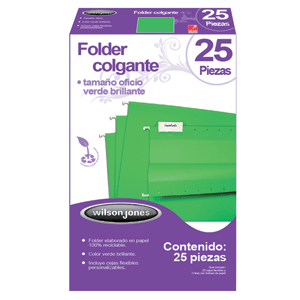 FOLDER COLGANTE WJ OFICIO VERDE 25 PIEZAS