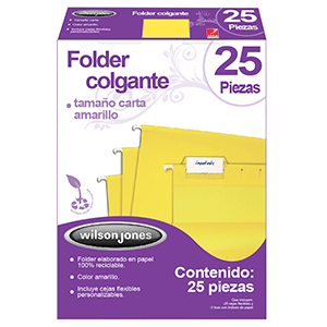 FOLDER COLGANTE WJ TAMANO CARTA AMARILLO 25 PIEZAS