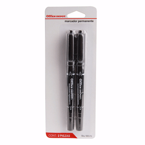 Marcador permanente marca Office Depot de tinta resistente al agua y al desvanecimiento. Escribe sobre papel, carton, plastico, metal, vidrio y madera. Ideal para etiquetar y marcar en oficina, taller