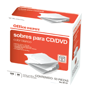 SOBRES PARA CD/DVD BLANCOS 100U