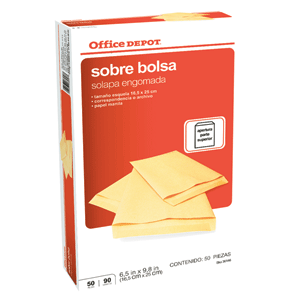 SOBRE OFFICE DEPOT ENGOMADO MANILA ESQUELA 50U