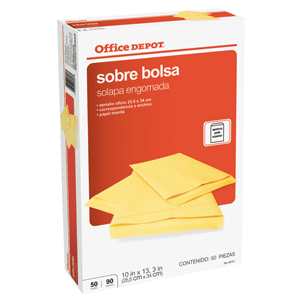 SOBRE OFFICE DEPOT ENGOMADO MANILA OFICIO 50U SOBRE OFFICE DEPOT ENGOMADO MANILA OFICIO 50U