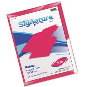 FOLDER SIGNATURE TAMANO CARTA ROJO 3 PIEZAS