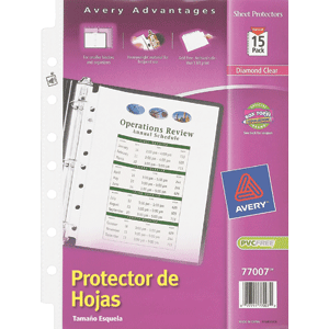 PROTECTOR DE HOJAS ACABADO CRISTALINO GRUESO, ESQUELA PAQ 15
