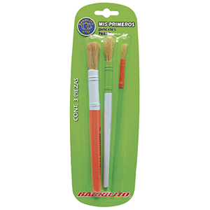 KIT DE PINCELES ESCOLARES CON 3 PINCELES