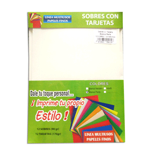SOBRES/TARJETAS BLANCO PERLA MIVISA 12 JGS