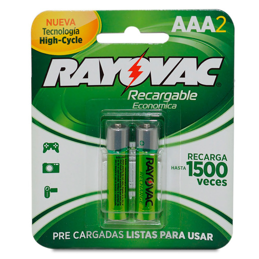 Rayovac Baterías AA y AAA, baterías recargables dobles A y triple A con  cargador de batería, 2 unidades cada una y pilas AA recargables, baterías