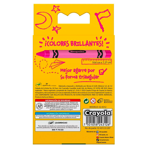 CRAYONES CRAYOLA TRIANGULARES DE CERA 12U