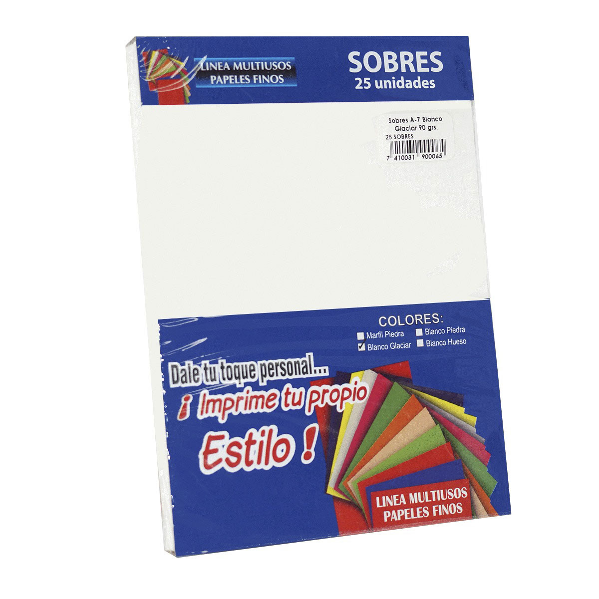 SOBRES A-7 BLANCO GLACIAR 90 G P/25 SOBRES