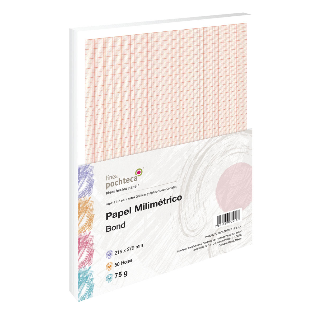 POCHTECA BOND MILIMETRICO 75G 21.5X28 50 HOJAS