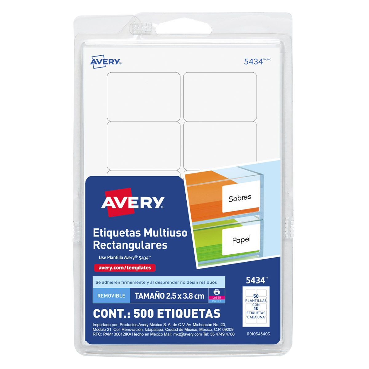 ETIQUETA MULTIUSO RECTANGULAR BLANCA 2.5 CM X 3.8 CM PAQ 500