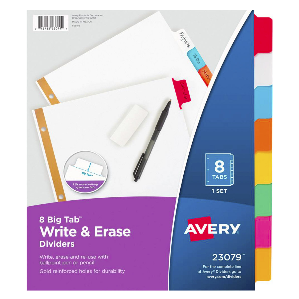 SEPARADORES BORRABLES 8 PESTAÑAS MULTICOLOR 1 JUEGO