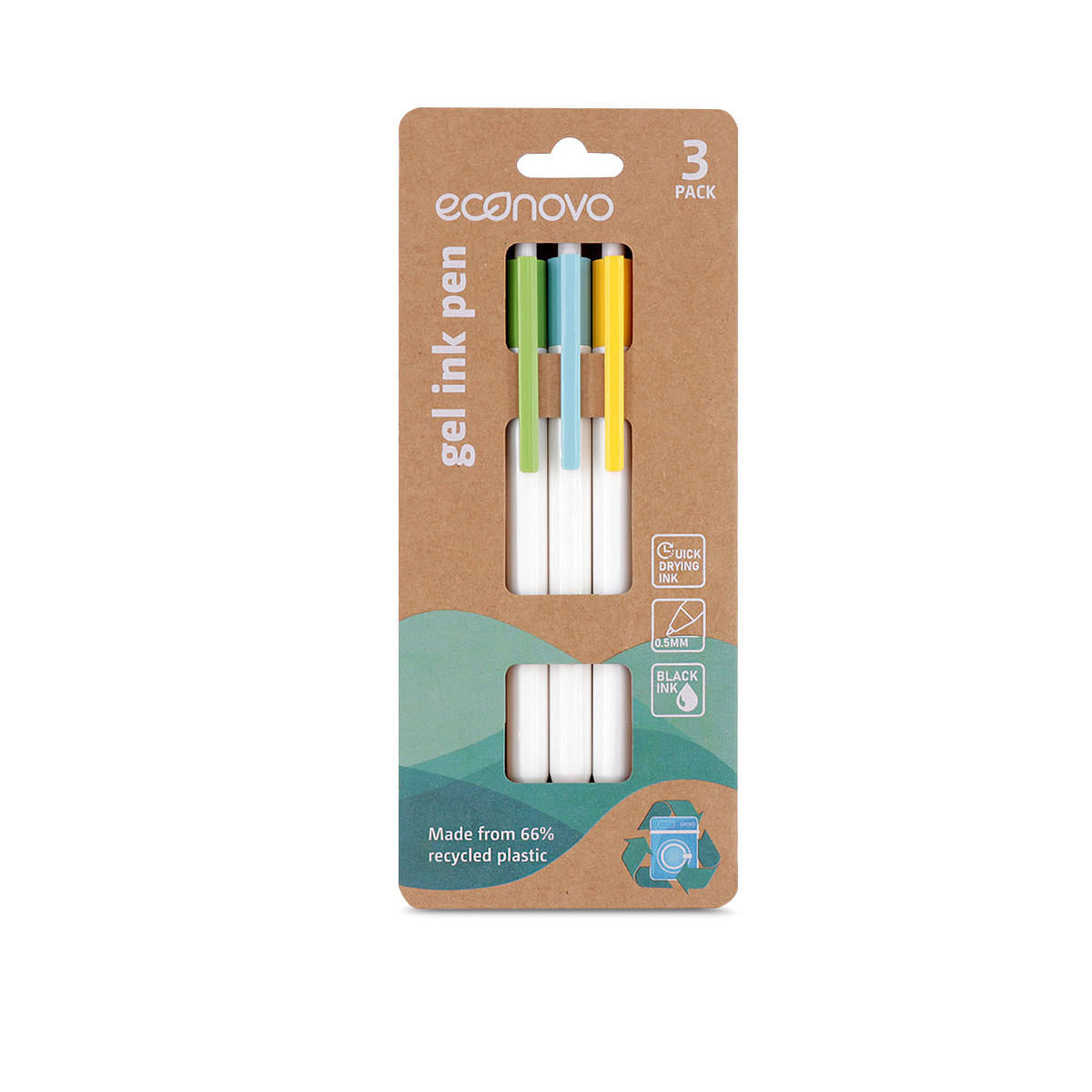 BOLIGRAFO GEL RETRACTIL NEGRO ECONOVO 0.5MM 3U