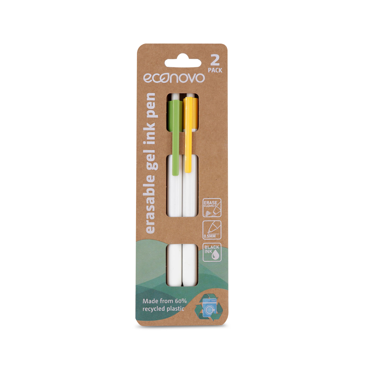 BOLIGRAFO GEL RETRACTIL NEGRO BORRABLE ECONOVO 0.7MM 2U