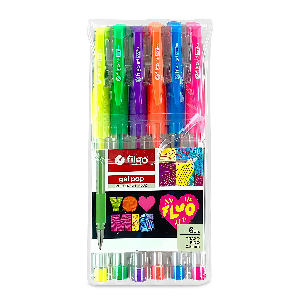 BOLIGRAFO FILGO ROLLER GEL GEL POP FLOURECENTES 6U