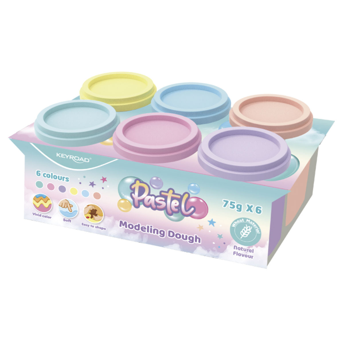 PLASTILINA KEYROAD BOTE PASTEL 6U