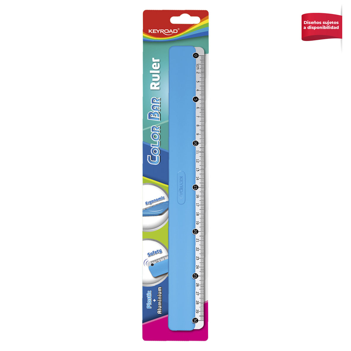 REGLA KEYROAD 30CM PLASTICO + ALUMINIO