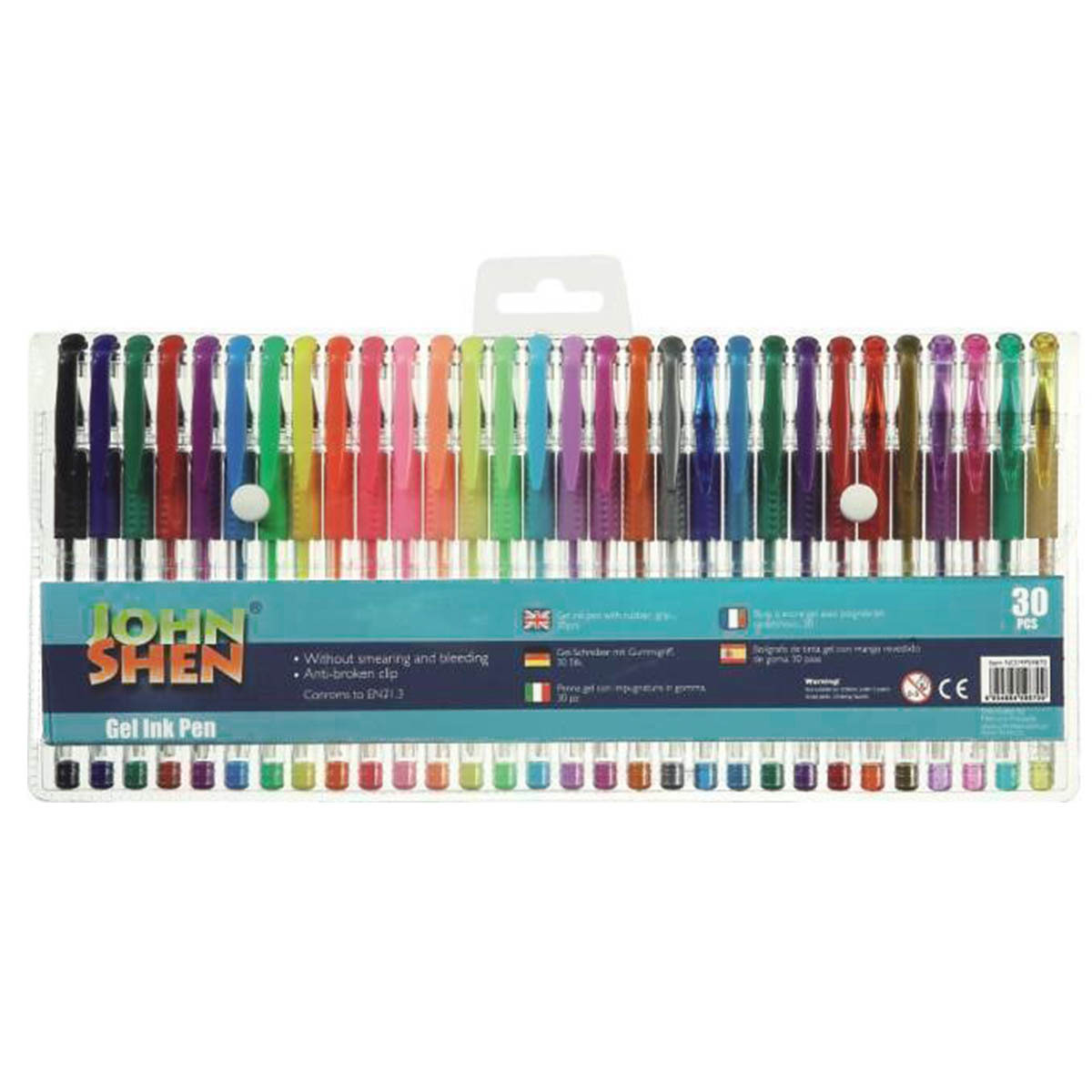 BOLIGRAFOS GEL CON GRIP JOHN SHEN 30U (COLORES SURTIDOS)