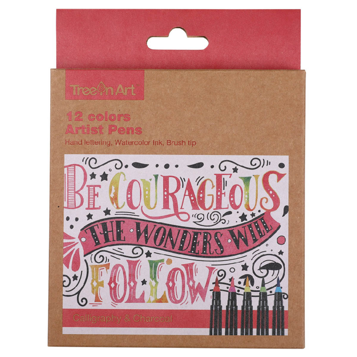 PLUMA DE ARTISTA 12U (PERFECTO PARA ILUSTRACION Y LETTERING. PUNTA PINCEL 3MM COLORES SURTIDOS